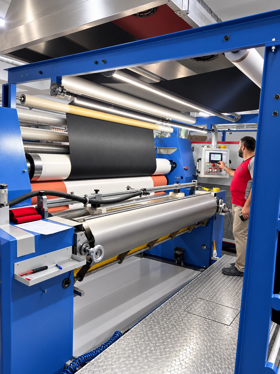 Multi-roll laminasyon ve kaplama hattındaki makine